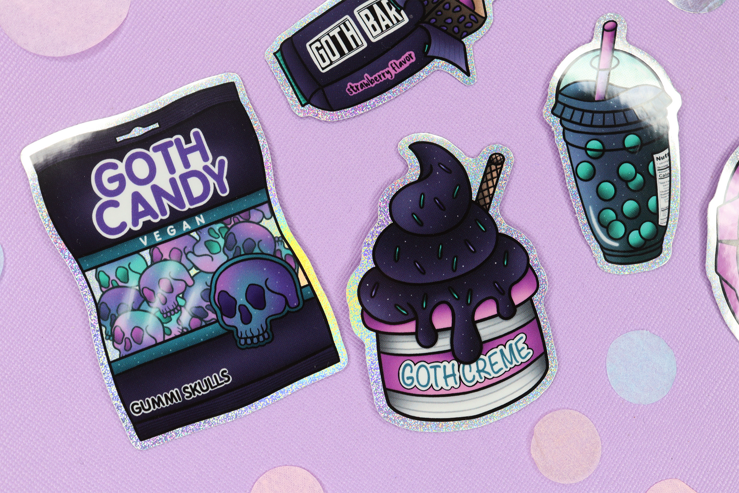 Goth Candy Holographic Glitter Sticker Pack