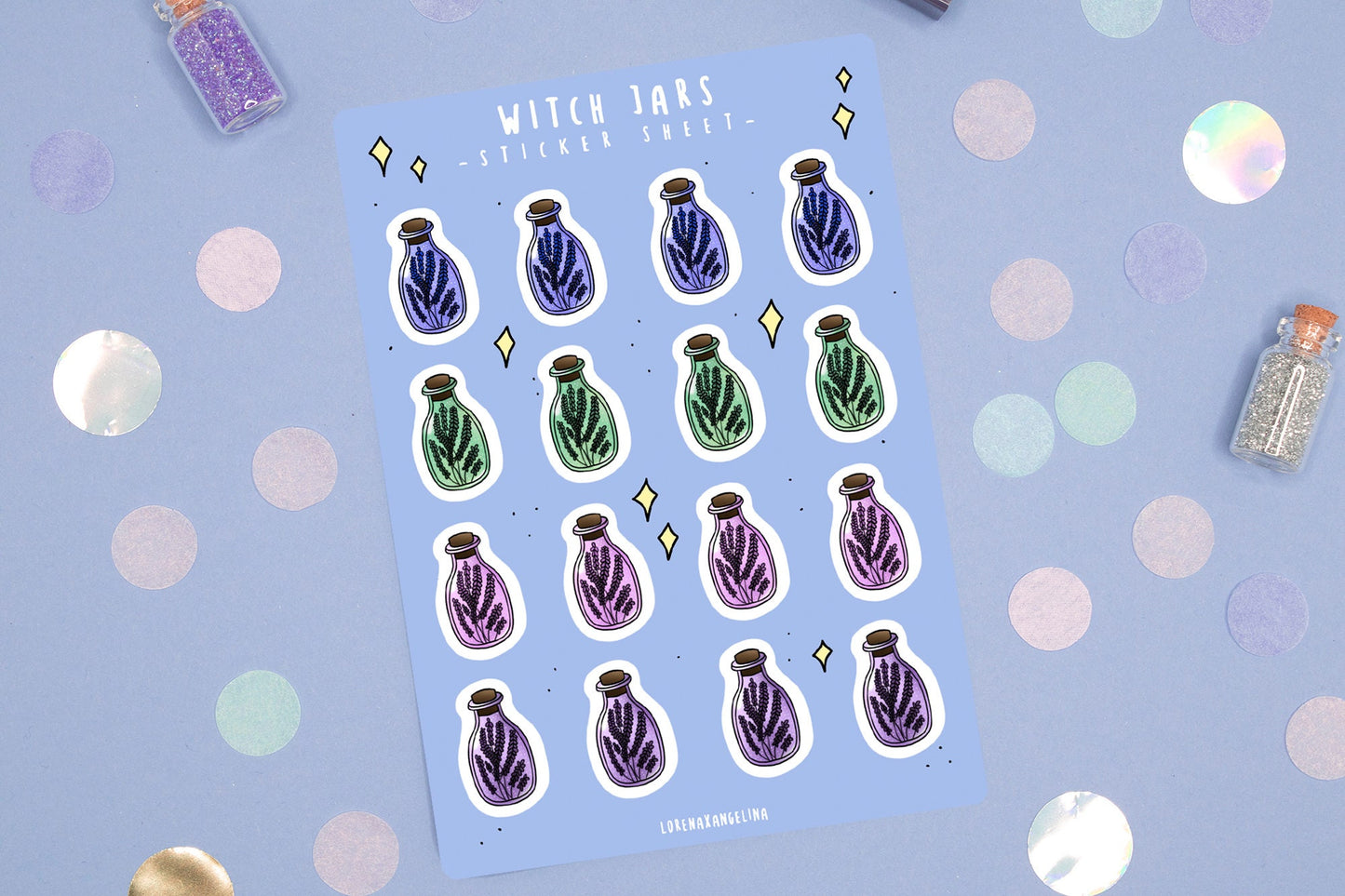 Pastel Witch Jars Sticker Sheet