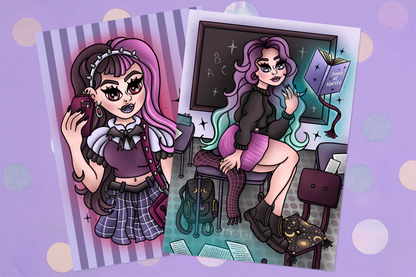 Goth Mania Highschool Girls Art Print