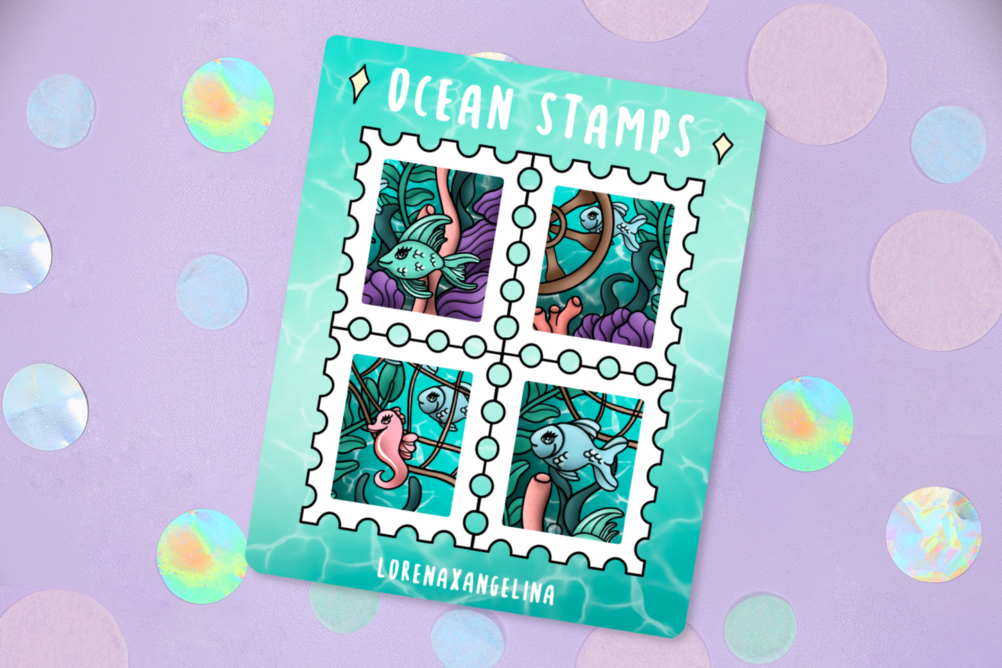 Ocean Stamps Mini Sticker Sheet