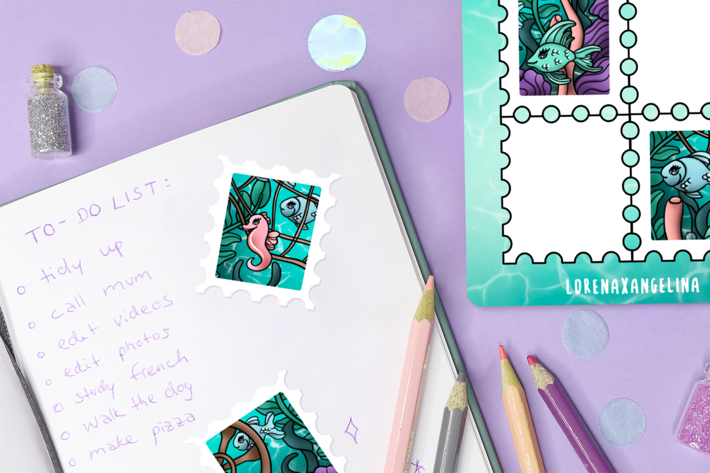 Ocean Stamps Mini Sticker Sheet