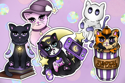 Witchy Cats Sticker Set