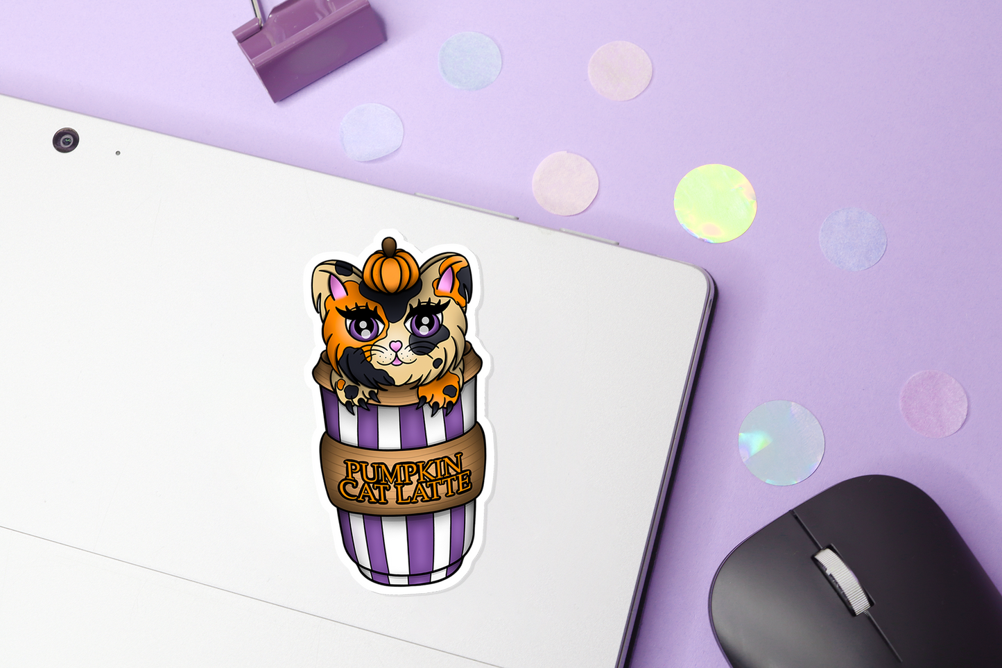 Pumpkin Cat Latte Sticker