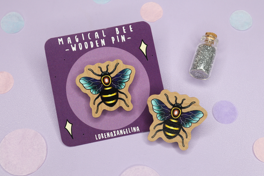 Forest Bee Wooden Pin