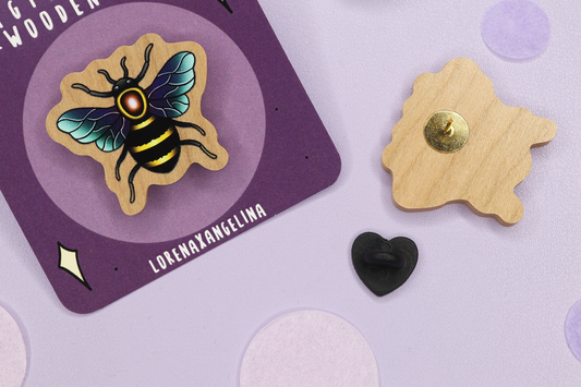 Forest Bee Wooden Pin