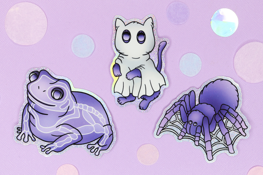 Spooky Animals Holographic Glitter Sticker Pack