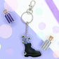 Black Boots with Flowers keychain
