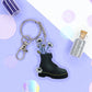 Black Boots with Flowers keychain