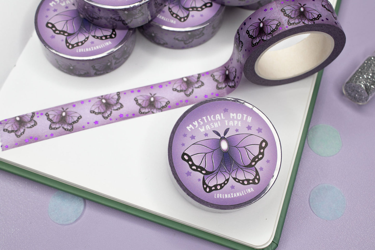 Purple Moth Foiled Washi Tape