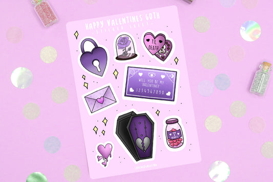 Happy Valentines Goth Sticker Sheet