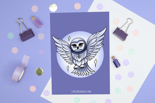 Snow Owl & Owl Mail Kunstdruck