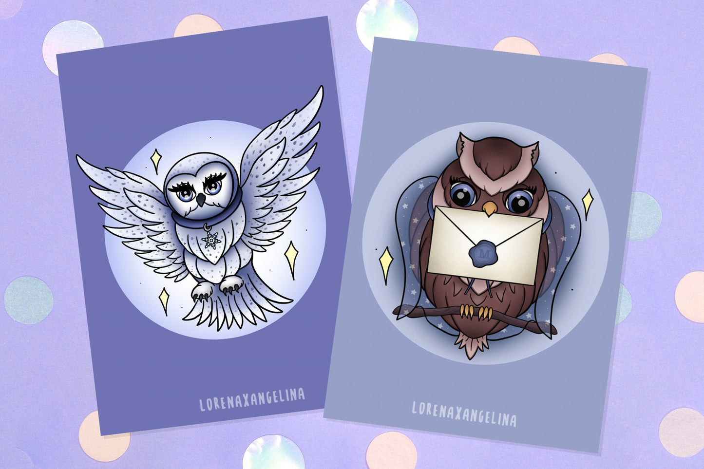 Snow Owl & Owl Mail Kunstdruck