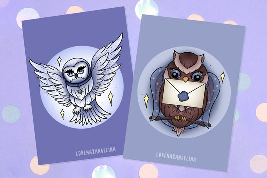 Snow Owl & Owl Mail Kunstdruck