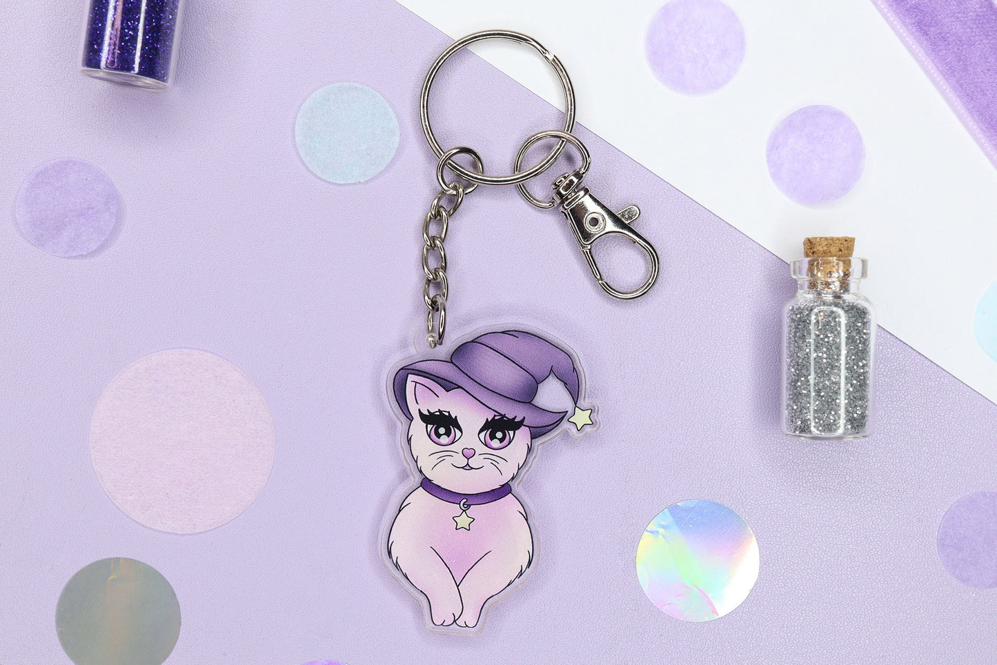 Cat with Witch Hat keychain