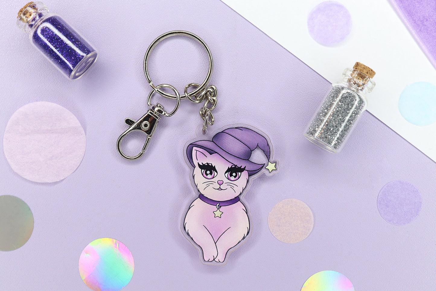 Cat with Witch Hat keychain