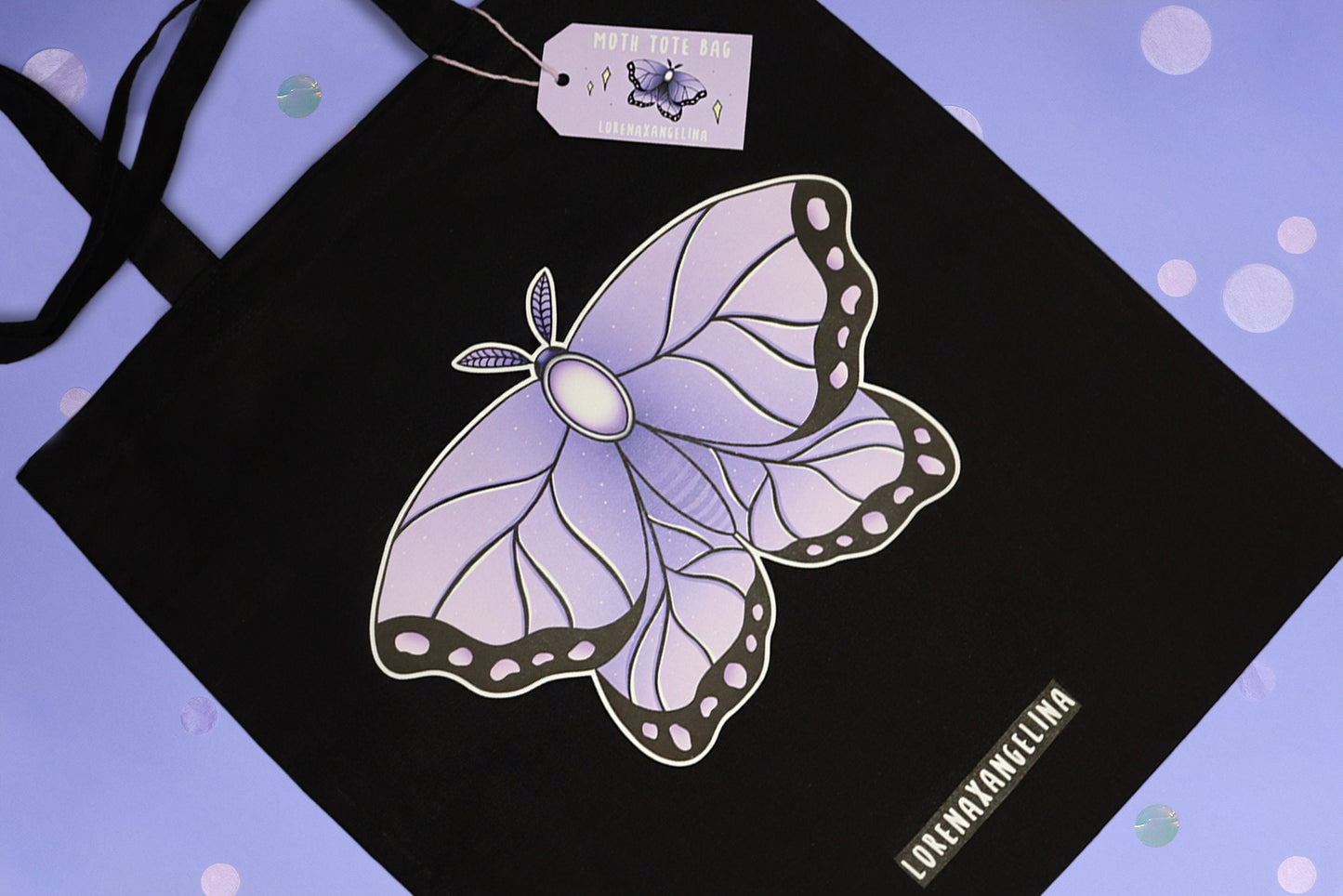 Purple Moth Organic Cotton Bag