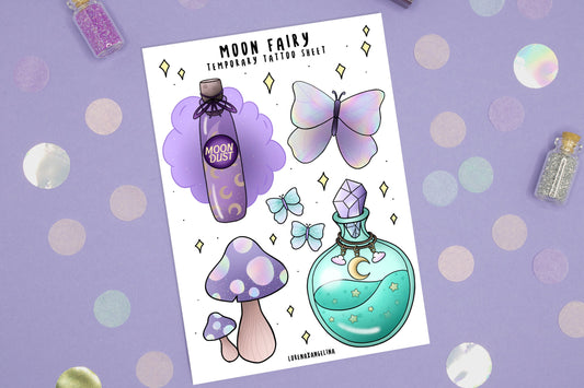 Moon Fairy Temporary Tattoo Sheet