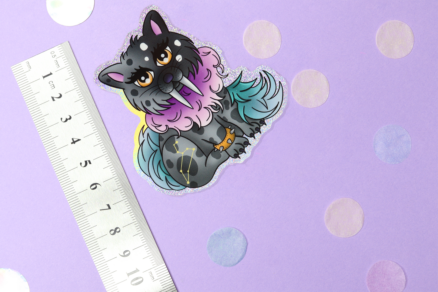 Zodiac Sign Leo Holographic Glitter Sticker