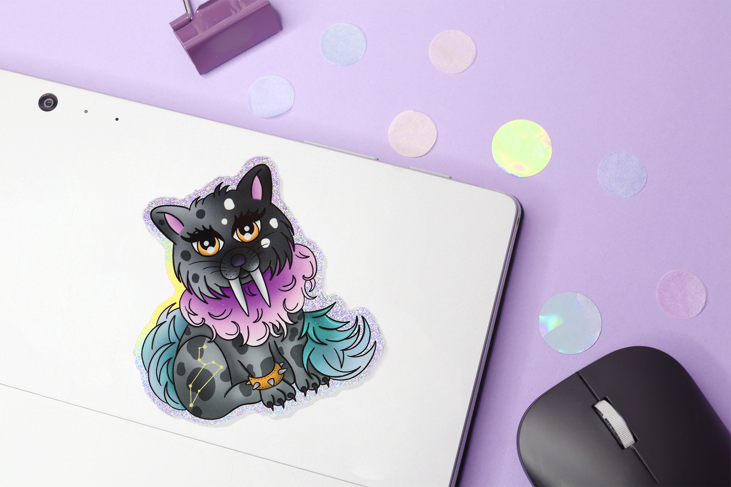 Zodiac Sign Leo Holographic Glitter Sticker