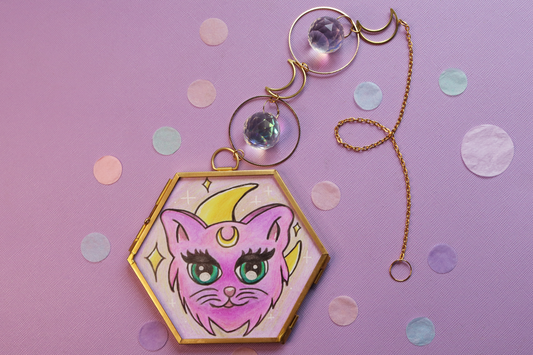 Moon Cat Suncatcher unique - autographed