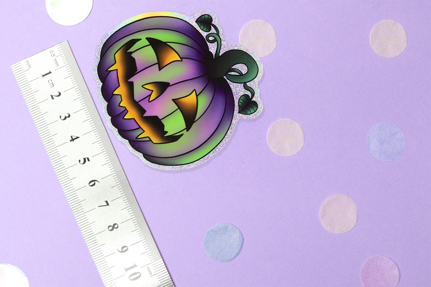 Spooky Pumpkin Holographic Glitter Sticker