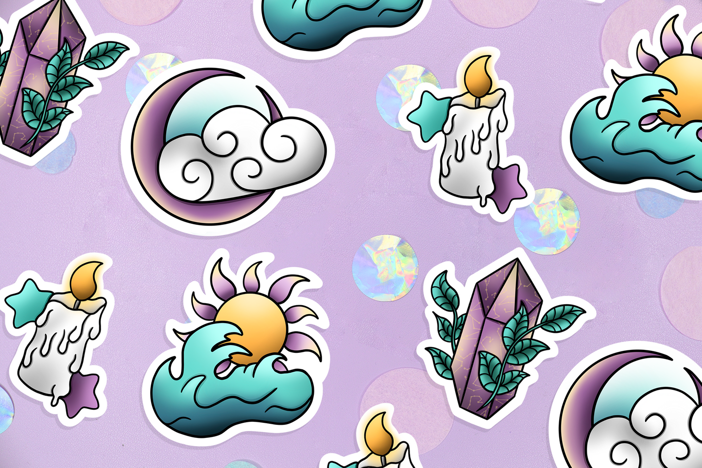 Astrology Witch Four Elements Sticker Pack